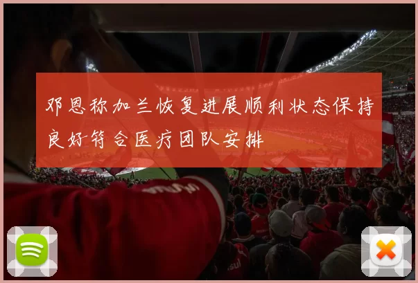 邓恩称加兰恢复进展顺利状态保持良好符合医疗团队安排
